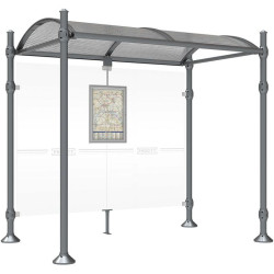 Arrêt de bus en acier et polycarbonate couvert