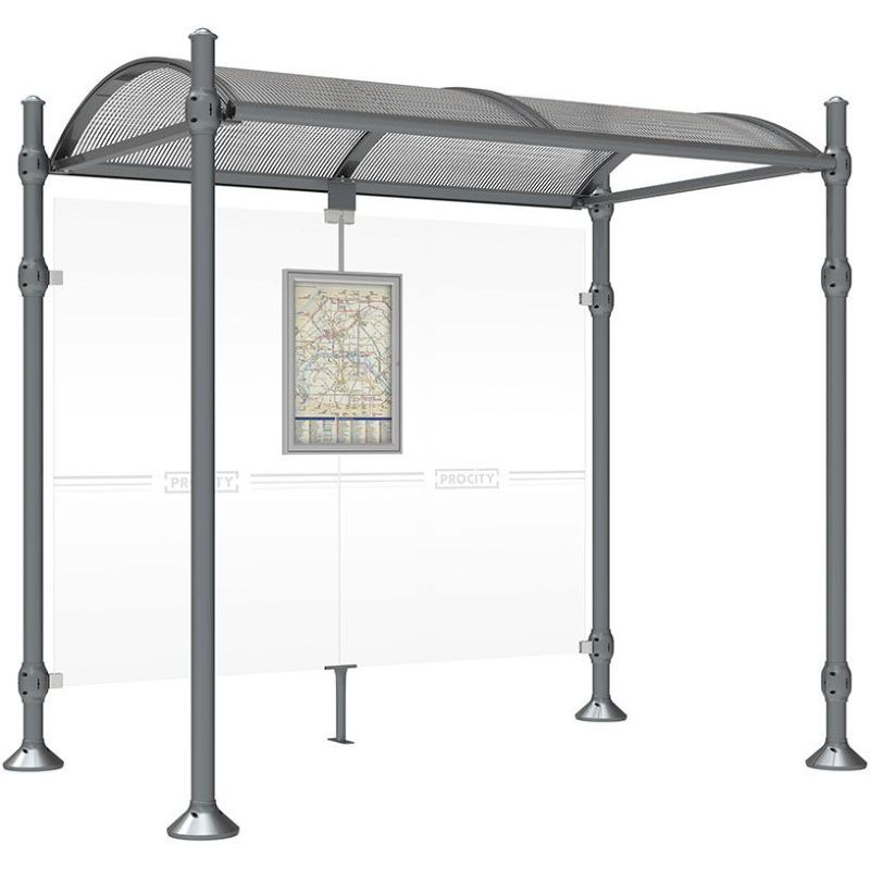 Arrêt de bus en acier et polycarbonate couvert