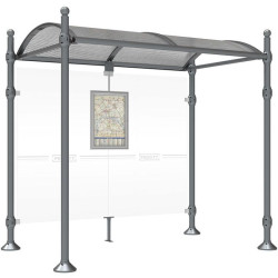 Arrêt de bus en acier et polycarbonate couvert modèle Province