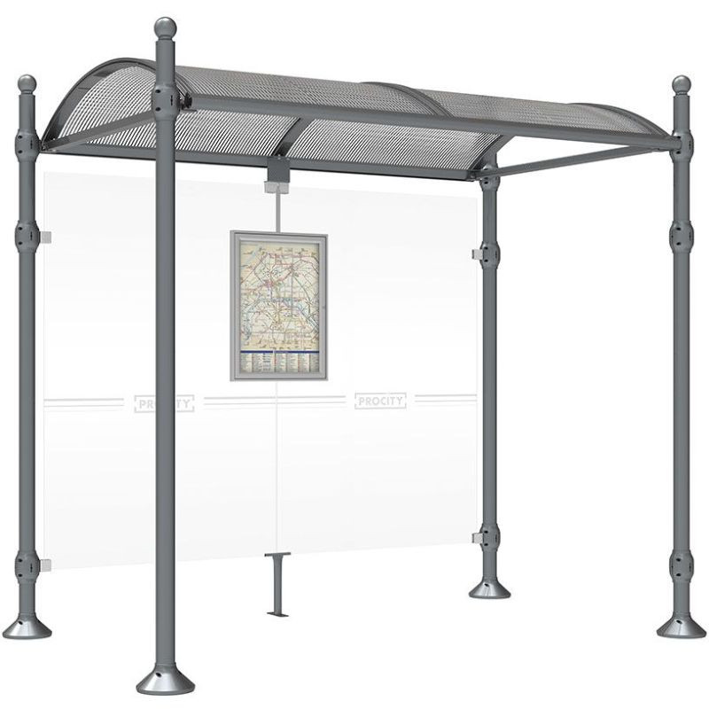 Arrêt de bus en acier et polycarbonate couvert modèle Province