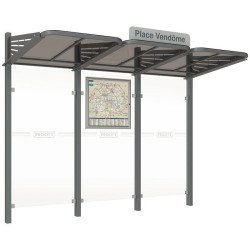 Abribus en acier design en porte-à-faux modèle Conviviale