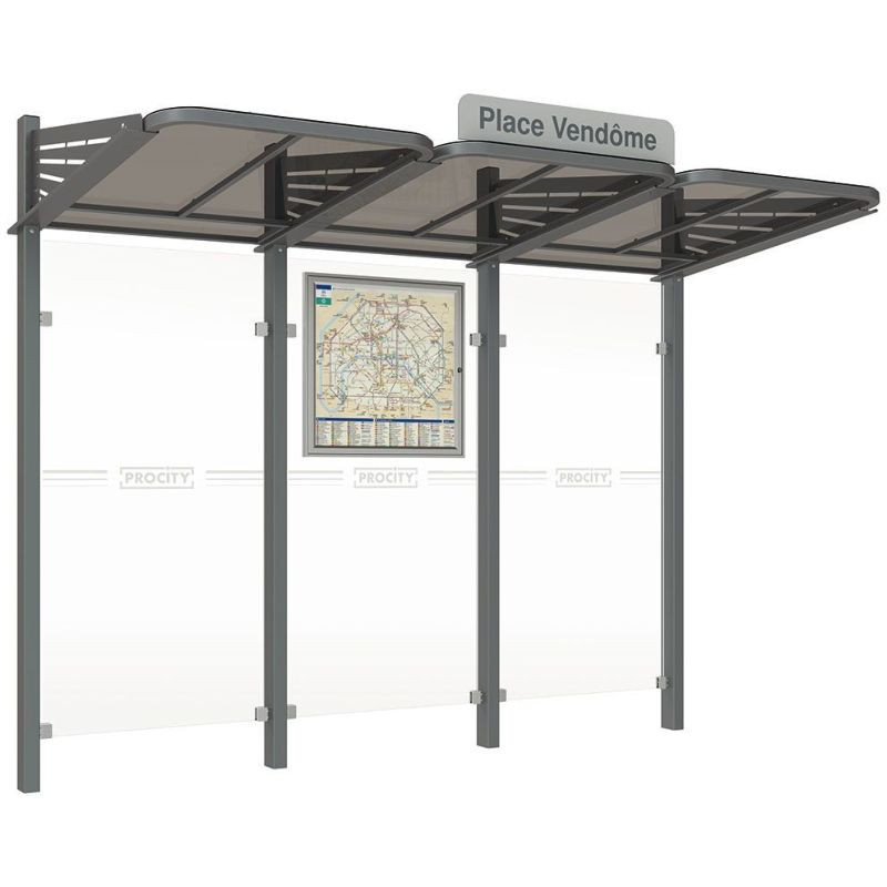 Abribus en acier design en porte-à-faux modèle Conviviale