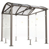 Abri fumeurs en acier avec toit voûté en polycarbonate