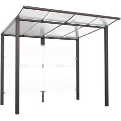 Abri de bus sur deux pieds avec bardages transparents