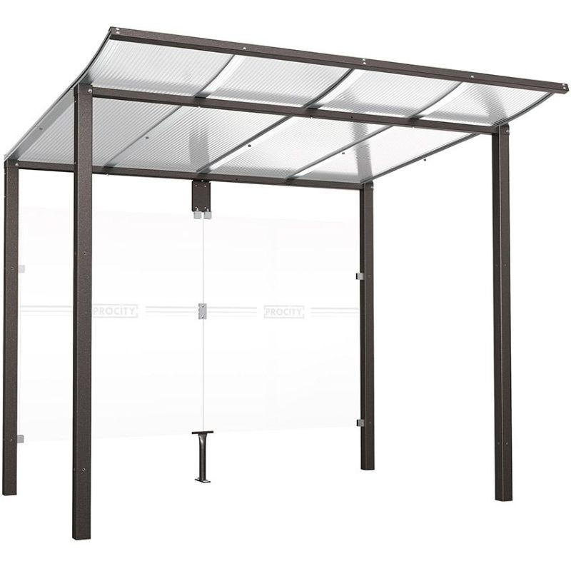 Abri de bus sur deux pieds avec bardages transparents