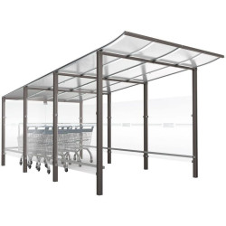 Abri pour chariots en acier et ploycarbonate transparent