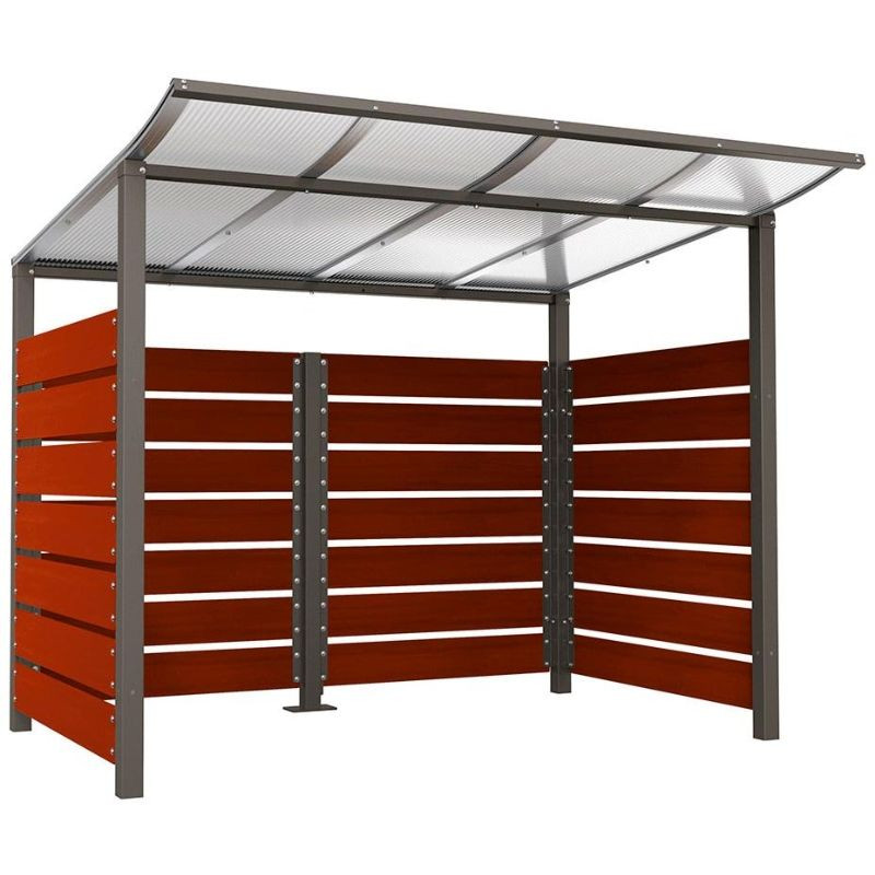 Abri extérieur en bois et acier pour conteneur poubelle