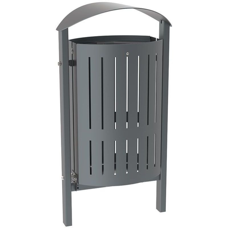 Corbeille de ville en acier sur pieds avec bac à bascule 50 L