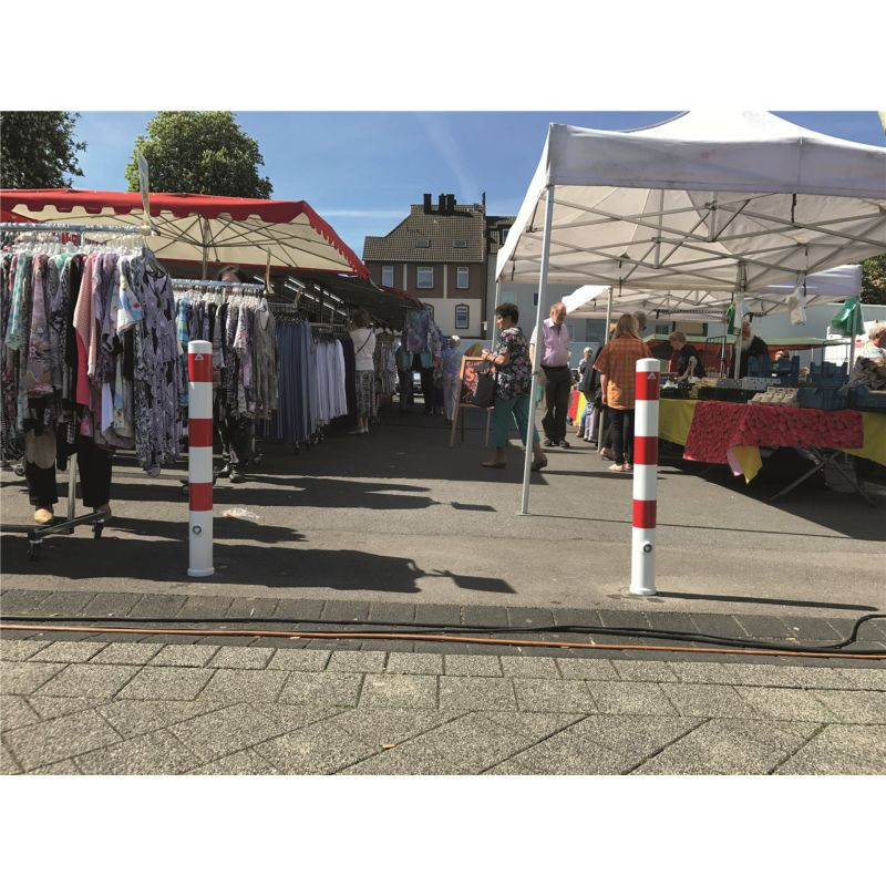 Poteau de dissuasion Schake rouge et blanc D.60, D.89, D.108 mm