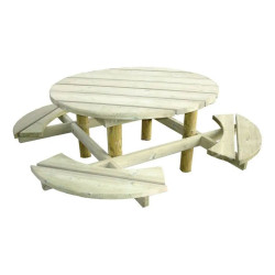 Table banc ronde en bois de pin Groseille - Loisirs Aménagements