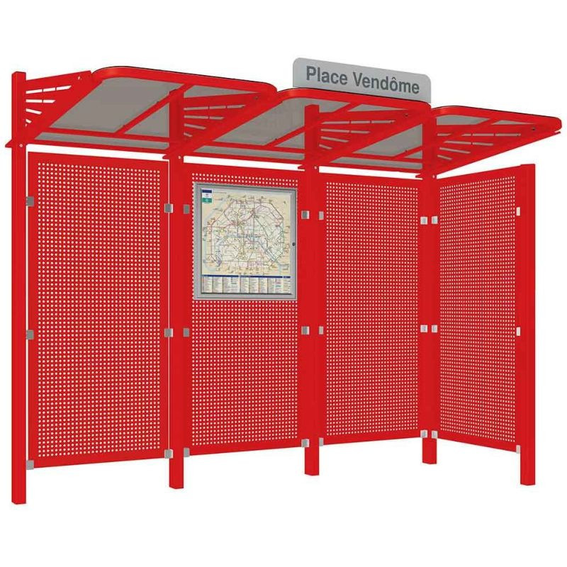 Abribus avec bardages et structure en acier modèle Conviviale