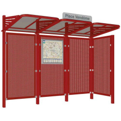 Abribus avec bardages et structure en acier modèle Conviviale