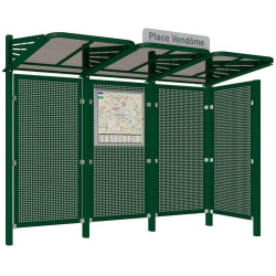 Abribus avec bardages et structure en acier modèle Conviviale