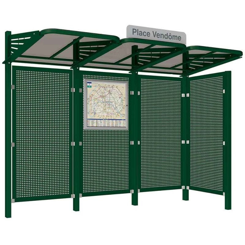 Abribus avec bardages et structure en acier modèle Conviviale