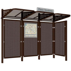 Abribus avec bardages et structure en acier modèle Conviviale