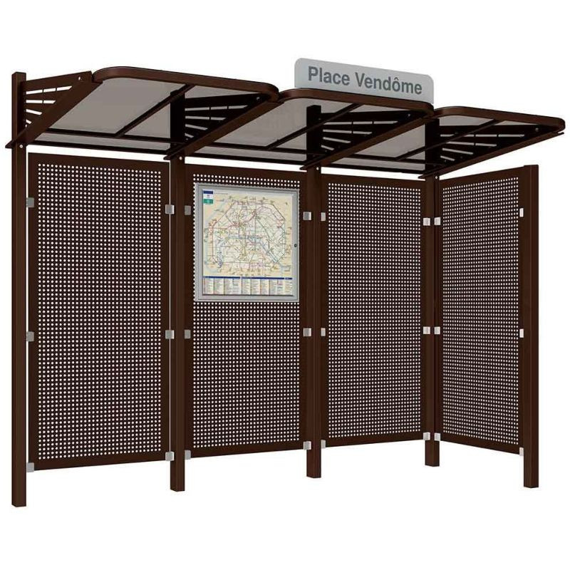 Abribus avec bardages et structure en acier modèle Conviviale