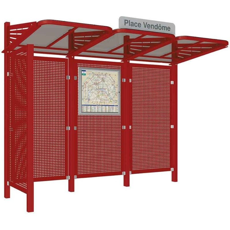 Abribus avec bardages et structure en acier modèle Conviviale