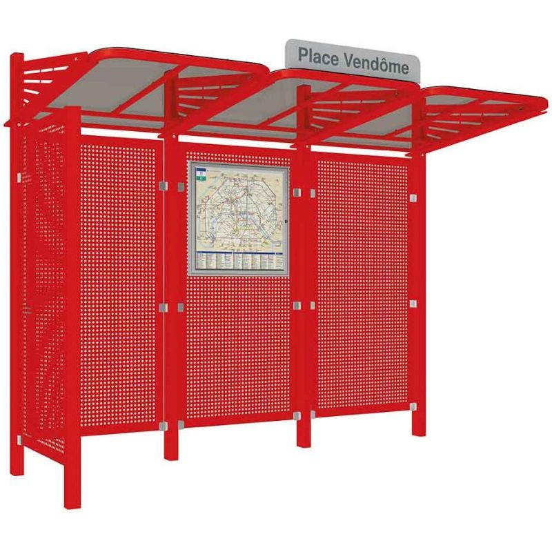 Abribus avec bardages et structure en acier modèle Conviviale