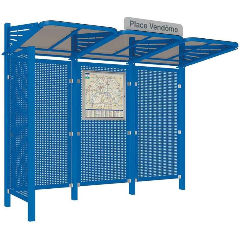 Abribus avec bardages et structure en acier modèle Conviviale