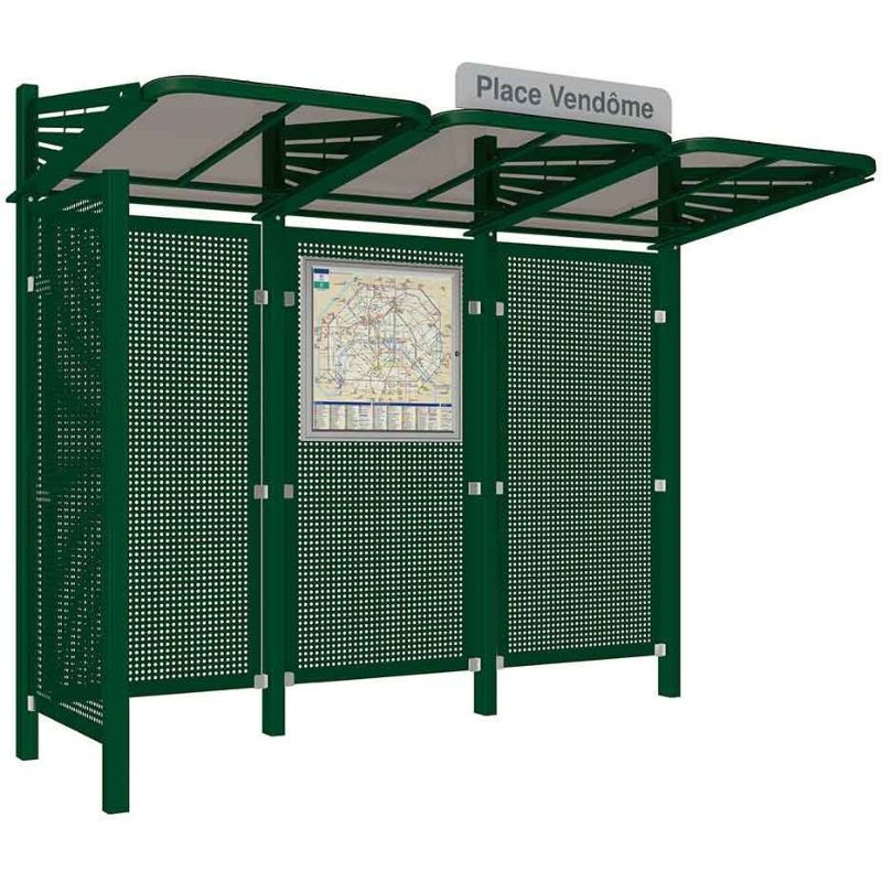 Abribus avec bardages et structure en acier modèle Conviviale