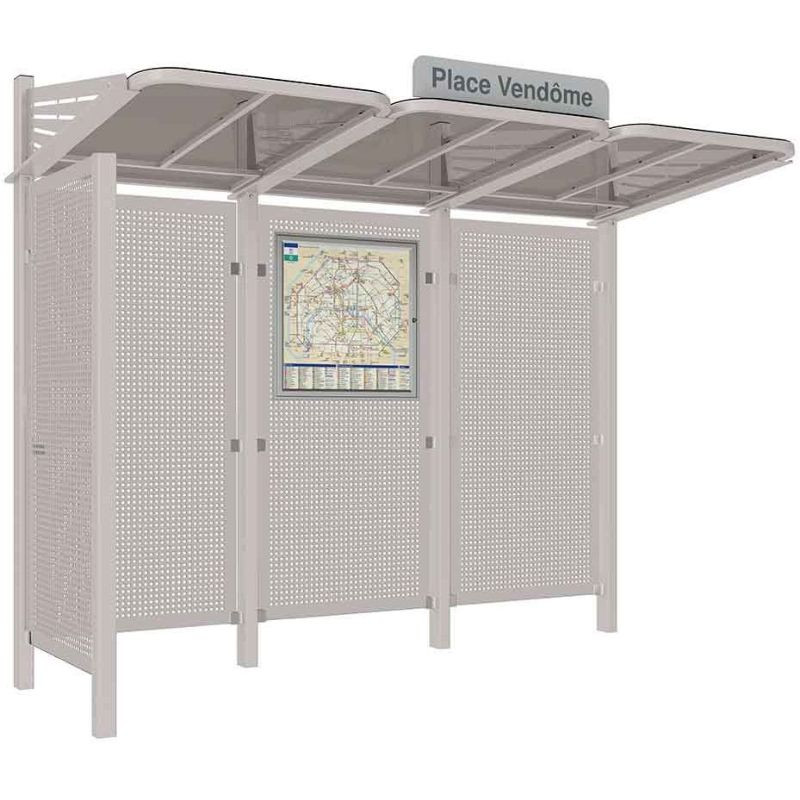 Abribus avec bardages et structure en acier modèle Conviviale