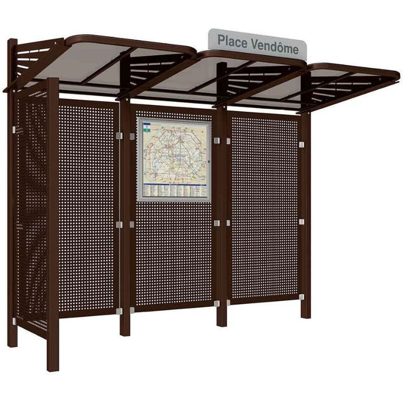 Abribus avec bardages et structure en acier modèle Conviviale