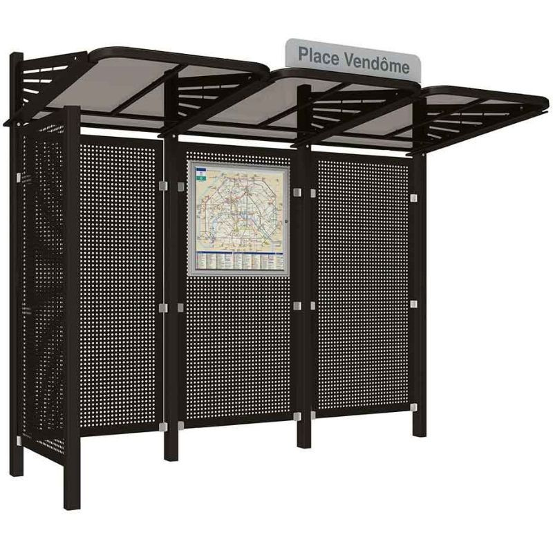 Abribus avec bardages et structure en acier modèle Conviviale