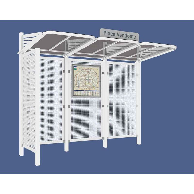 Abribus avec bardages et structure en acier modèle Conviviale