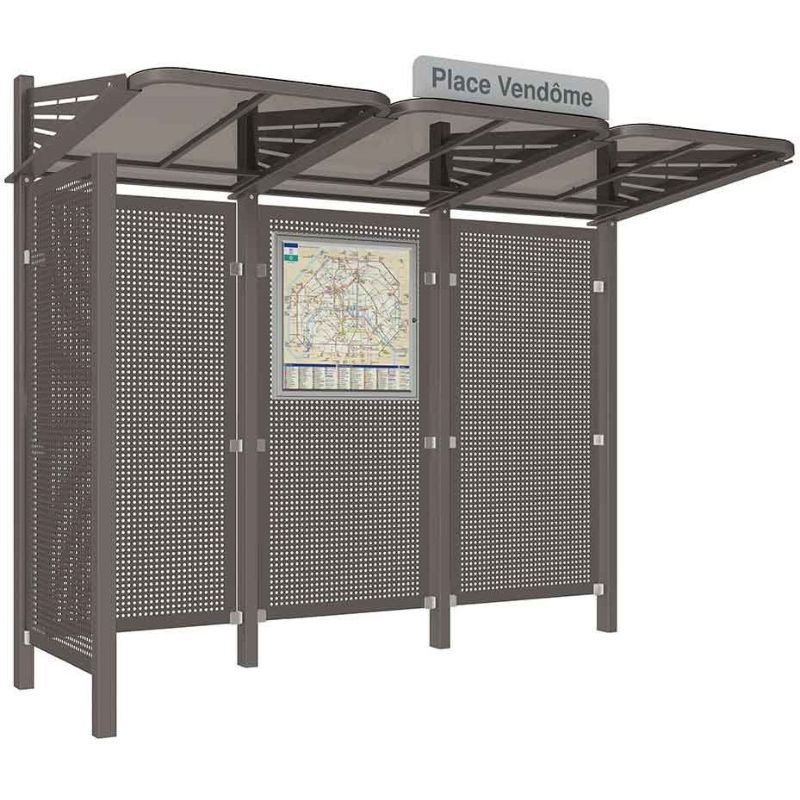 Abribus avec bardages et structure en acier modèle Conviviale