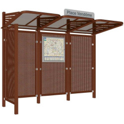 Abribus avec bardages et structure en acier modèle Conviviale