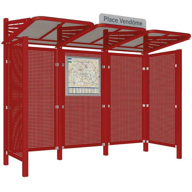 Abribus avec bardages et structure en acier modèle Conviviale