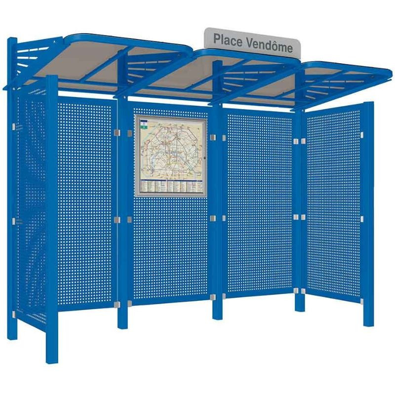 Abribus avec bardages et structure en acier modèle Conviviale