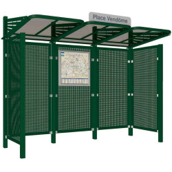 Abribus avec bardages et structure en acier modèle Conviviale