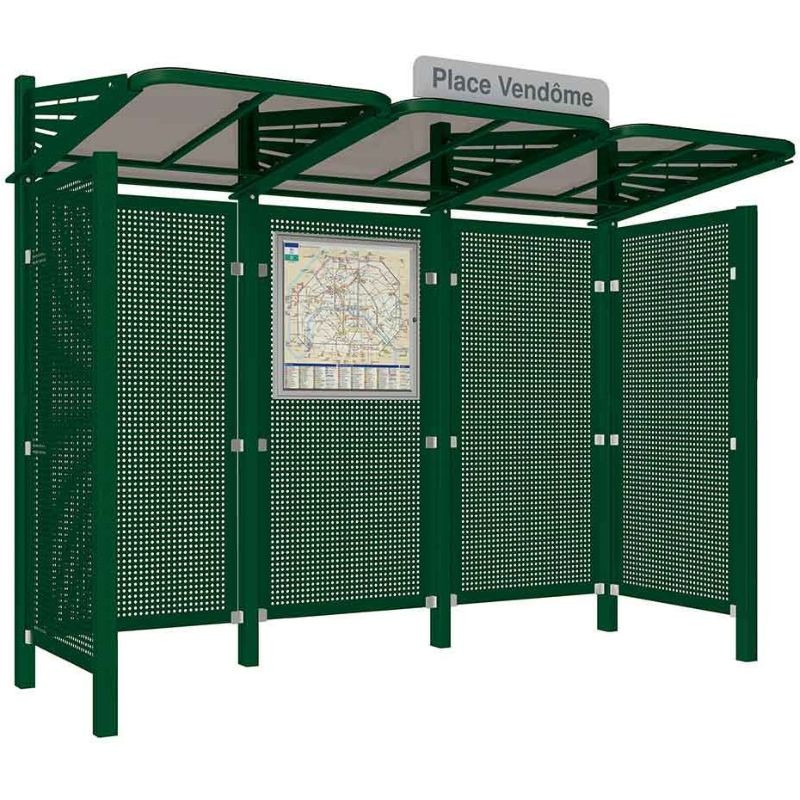 Abribus avec bardages et structure en acier modèle Conviviale