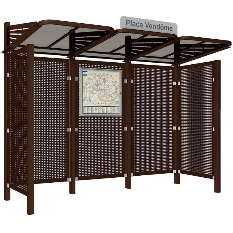 Abribus avec bardages et structure en acier modèle Conviviale