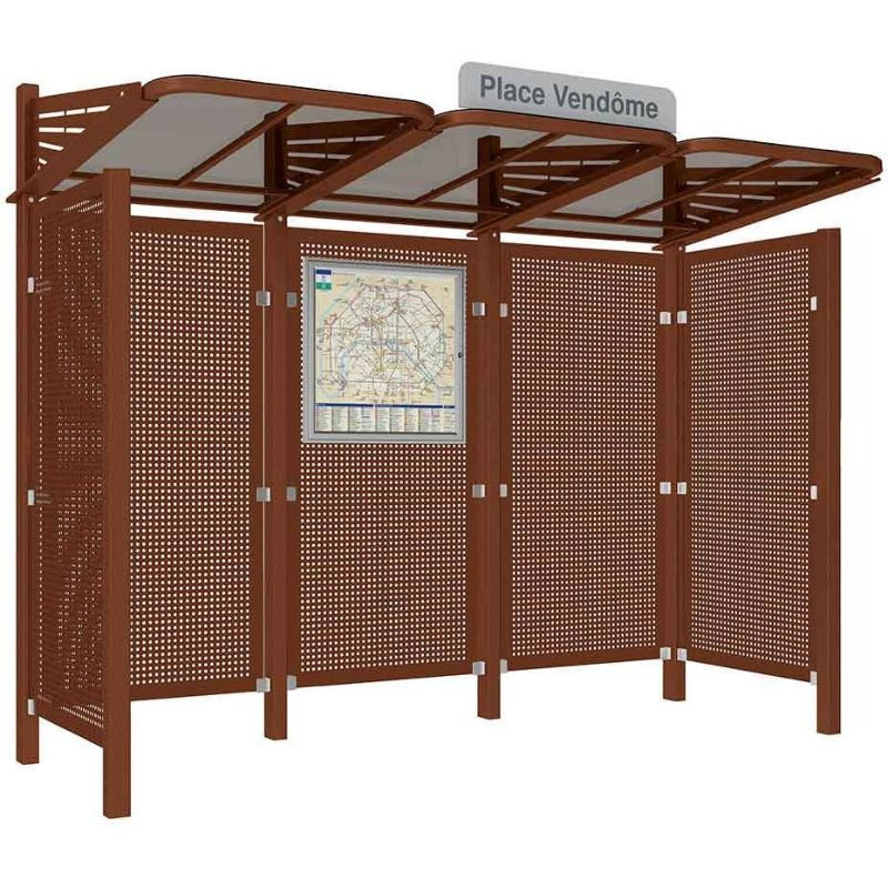 Abribus avec bardages et structure en acier modèle Conviviale