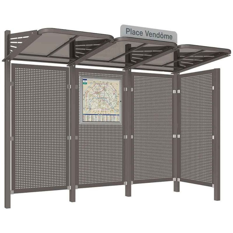 Abribus avec bardages et structure en acier modèle Conviviale