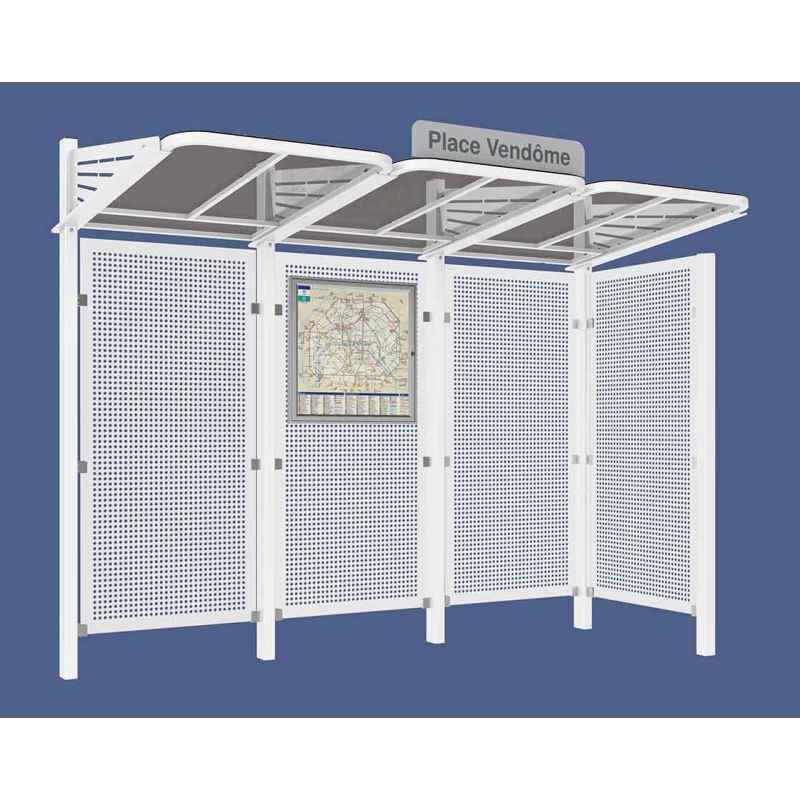 Abribus avec bardages et structure en acier modèle Conviviale