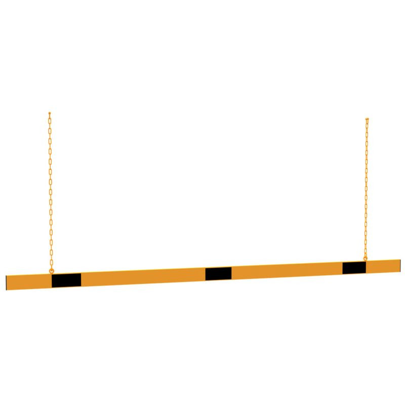 Limiteur de hauteur jaune et noir + 2x 1m de chaîne pour entrepôt