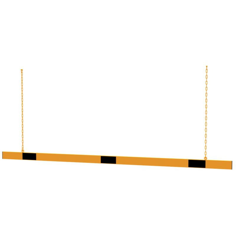 Limiteur de hauteur jaune et noir + 2x 1m de chaîne pour entrepôt