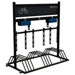 Rack 9 vélos électriques avec prises et boîtes de charge Schake