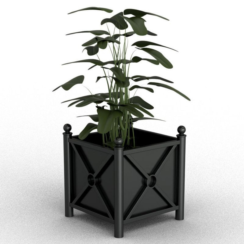 Bac à plantes carré avec tête boule 64 x 64 cm Schake