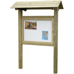 Panneau d'affichage extérieur en bois  avec toit 