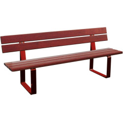 Banc de ville avec structure en bois et pieds métal peint modèle Riga