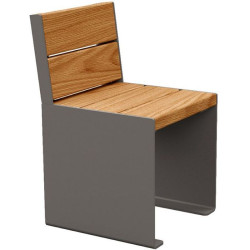 Banc métallique avec assise et dossier en bois exotique modèle KUB