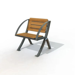 Fauteuil d'extérieur en compact stratifié Teck et pied acier