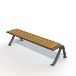 Banquette de ville en compact stratifié Teck et pied acier - Bergerac