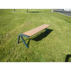 Banquette d'extérieur en stratifié Teck et pied acier - Bergerac