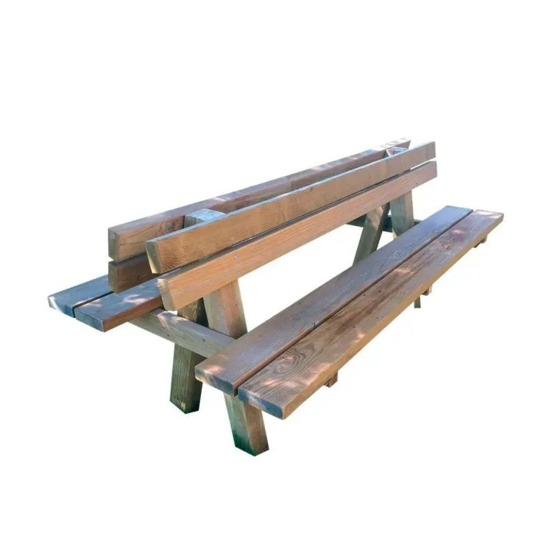 Banc public double avec dossier Pinède en bois de pin