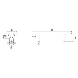 Banquette extérieur Banquette en bois exotique et pieds acier Bruges
